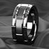 Men's 8mm Tungsten Black Grooved Bushed Brick Pattern Comfort-Fit Wedding Band